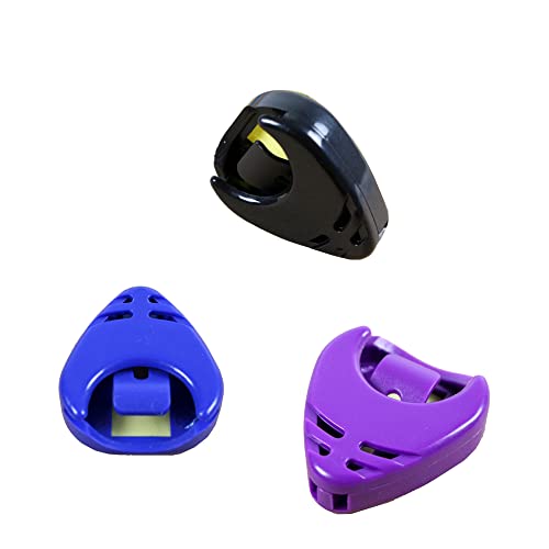 Rayzm Lot de 3 supports en plastique pour médiators de guitare, bleu, noir et violet - Les Beatles, Paul McCartney, John Lennon, RIngo Starr, George Harrison Rayzm Lot de 3 supports en plastique pour médiators de guitare, bleu, noir et violet