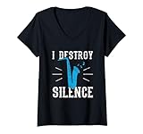 Photo Gallery donna i destroy silence divertente sassofono musica sassofonista detto maglietta con collo a v Photo Gallery donna i destroy silence divertente sassofono musica sassofonista detto maglietta con collo a v
