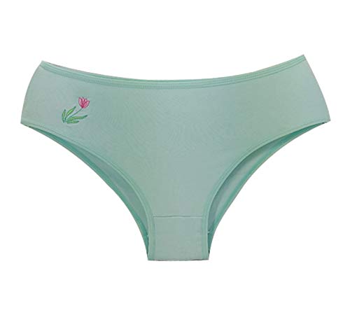 Kit 12 Calcinhas Calçola Algodão Bordada Detalhe em Florzinha (M)