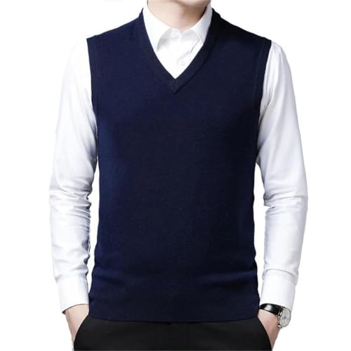 Men Basic Wool Knit Tank Sleeveless Jumpers For Winter V Neck Casual Sweater2