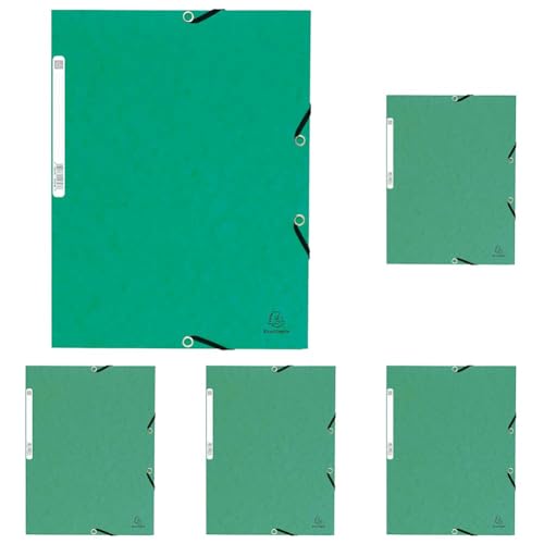 Pack of 5 chemises à élastiques B005615AY4 vertes A4 en carte lustrée