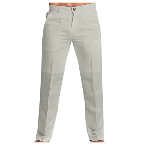 Mens Casual Pants Lightweight Breathable Straight-Legs Loose Fit Yoga Trousers Classic Wrinkle-Resistant Long Pants