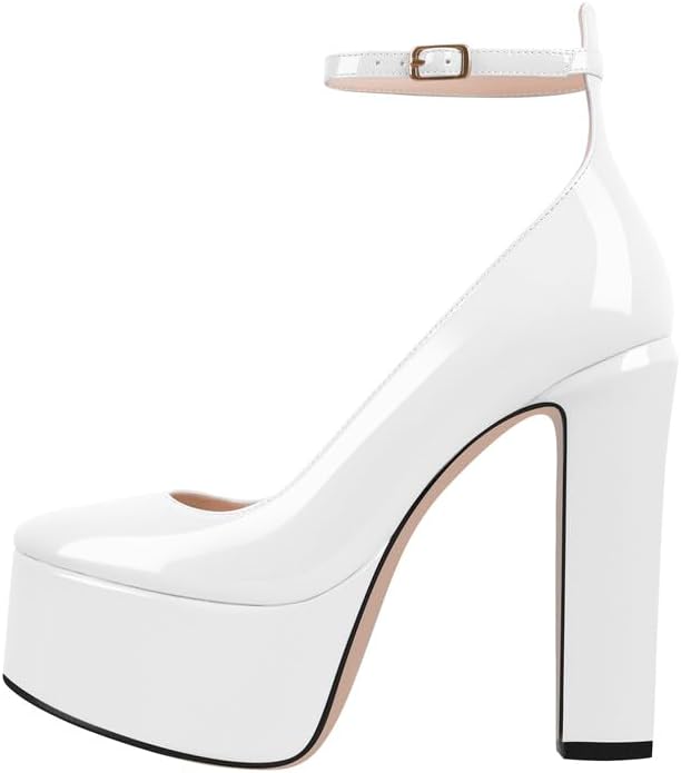 Platform Pumps Mary Jane Shoes for Women Chunky Ankle Strappy Heels