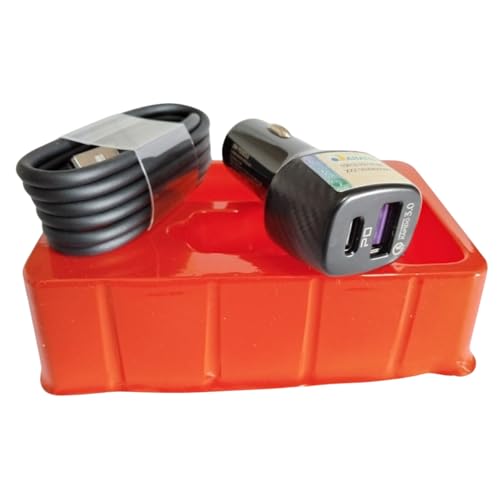 Kit Carregador Veicular 38W, 2 Portas Rápidas, Cabo USB-C (Preto)