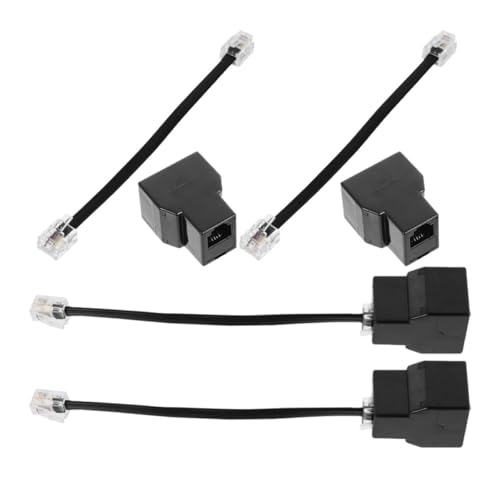 4pcs Telephone Line Adapter Rj11, 6p4c Detachable Rj14 Copper ABS