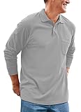 Brosloth Men's Long Sleeve Polo Shirt Classic Regular Fit Casual Shirt with Right Chest Paocket Spor