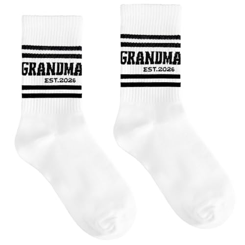 Skdgih Gifts for Grandma Socks - Funny Black White Cotton Crew Socks Anniversary Birthday Gifts for New Parents