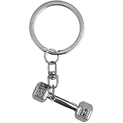 Pesas Para Gimnasio AUTOZOCO Llavero en Forma de Mancuerna, Llavero Mancuerna 3D, Llavero Pesa Gimnasio, Llavero Fitness, Llavero Souvenir Gym, Decoración para Llaves, Longitud Extendido 6 cm, Metálico, Plateado