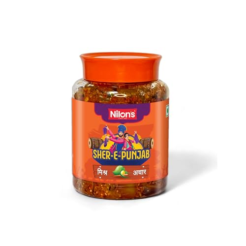 Image of Nilon's Sher-E-Punjab Mixed Pickle (475g) Homemade Aachar | Spicy & Tangy Pickle in Authentic Punjabi Style with Raw Mango, Lemon, Mustard Oil & Spices Mixed with No Added Artificial Colour
