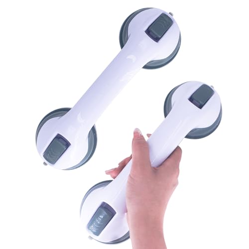 Haltegriffe für Senioren, 2 Stück Saugnapf Dusche, Duschgriff mit Saugnapf, Haltegriffe für Dusche Ohne Bohren, Badewannengriff Stützgriff, Mobiler Haltegriff