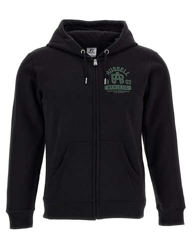 Sweatshirt à capuche mixte veste zippée coton gris confortable Russell Athletic