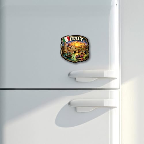Image of CVANU Italy Country Landmark Theme 2pcs MDF Fridge Magnet - Wooden Travel Souvenir Refrigerator Decorative Collectible Magnet