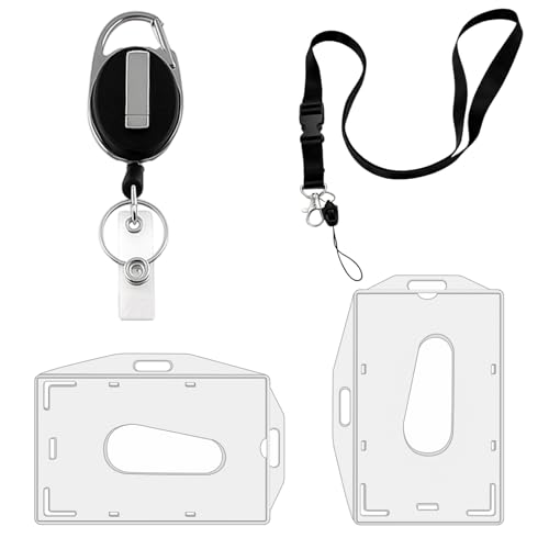 Zeeorymn Porte Badge Vertical avec Cordon,Porte Carte Transparent Dur avec Fente Pour Le Pouce,Cartes de Protection pour Cartes D'identité, Cartes de Crédit, Laissez - Passer.