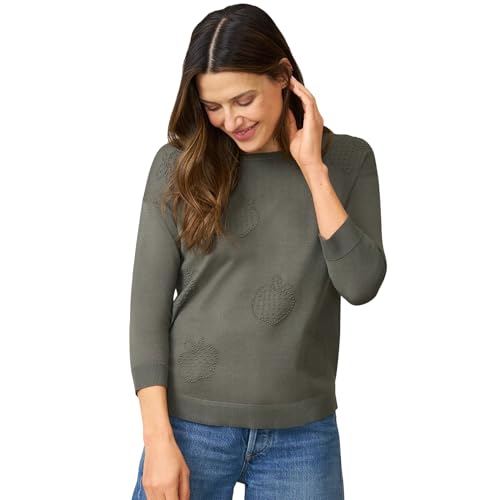 Cable & Gauge Raised Apple Stitch Texture Drop Shoulder Lightweight Sweater, Dry Oregano
