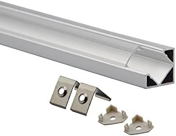 Profilo Alluminio 45 Gradi Per Strisce LED - 5 Pezzi Da 2m Con Copertura Opaca - Foto 8