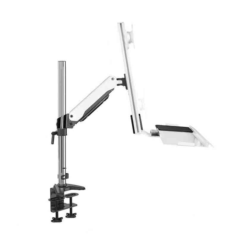 Soporte de monitor para teletrabajo y juegos NBYGSC con bandeja blanca ajustable