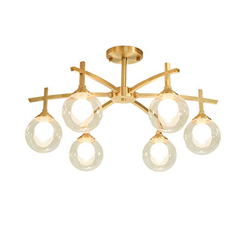 Lustre plafonnier doré 8 lumières en métal noble pour salon chic