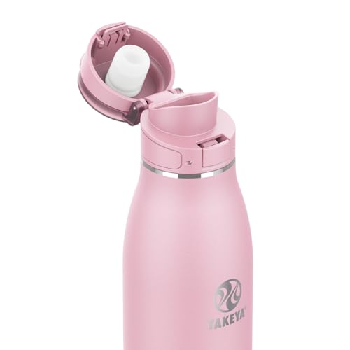 Image of Takeya Traveler Stainless Steel Travel Coffee Mug with Flip-Lock Lid (25 oz, Blush)- Leakproof Insulated Mug for Coffee & Tea