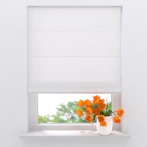 Store Bateau - Store Romain - Easy Canvas - Blanc - 80 x 180 - sans perçage - Fixation par Serrage