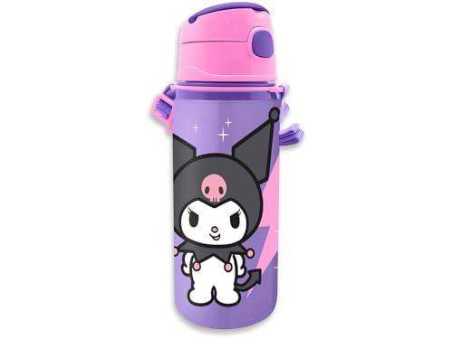 Kids Licensing - Borraccia per bambini e ragazze - Borraccia in alluminio con manico e chiusura a scatto, senza BPA e tossine, 600 ml, disegni per bambini