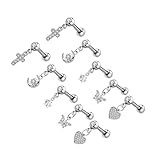 FOMIYES 10 Piezas pendientes para oídos sensibles pendientes de acero inoxidable cartílago aretes minimalistas penetrantes Silver