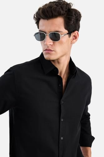 Image of SNITCH Men Casual & Formal Shirt | Regular Fit Full Sleeve Spread Collar Solid Style | 100% Cotton Breathable Woven Fabric for Everyday Wear & Stylish Office Outings