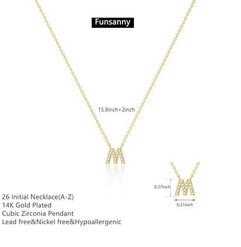 Initial Heart Necklaces for Women - Dainty Cute Necklace Small Layered 14K Gold Plated A-Z Letter CZ Pendant Trendy Satellite Chain Necklaces for Women Non Tarnish Gold Jewelry Set Gift