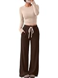 Trendy Queen Women's 2 Piece 2026 Fall Fashion Lounge Set with Pockets