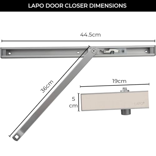 Image of LAPO Hydraulic Door Closer for Wooden Doors | Aluminium Build Door Closer | Double Speed Control | Pelmet Arm Design | Supports Up to 100 Kg Doors| ISO 9001 Certified | Matt Finish