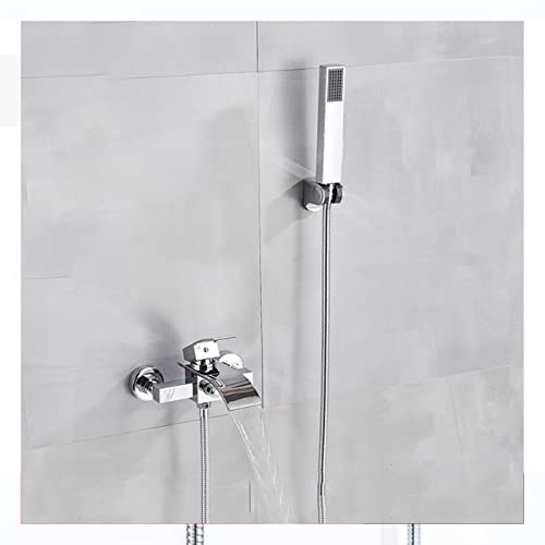 Mitigeur de baignoire cascade avec douchette à main et mitigeur mural - 2