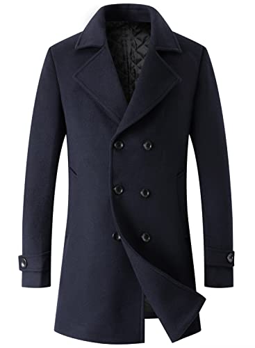 Chouyatou Men's Classic Double Breasted Pea Coat
