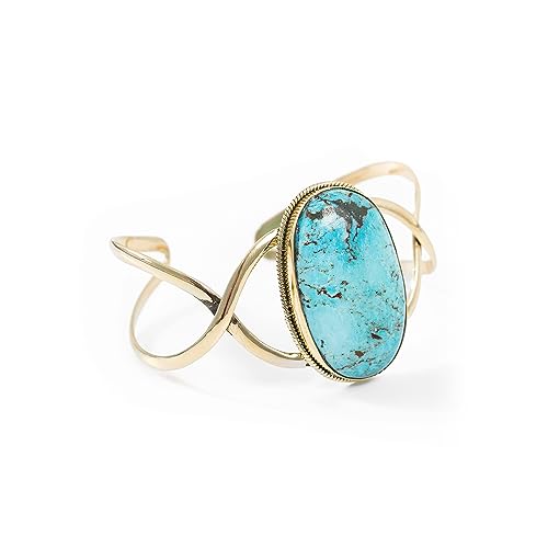 AYANA Turquoise Brass Bracelet | Stone of Healing & Protection | Throat Chakra | December Birthstone | Handcrafted with Ethically Sourced, Natural, Pure Gemstones