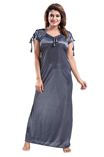 LIFE-TALE Women's Satin Solid Maxi Nighty
