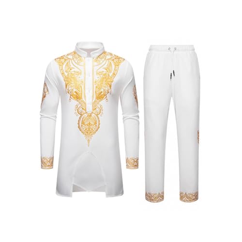 Chemise africaine homme WWricotta pour rompre avec la monotonie grâce à l'imprimé or vif