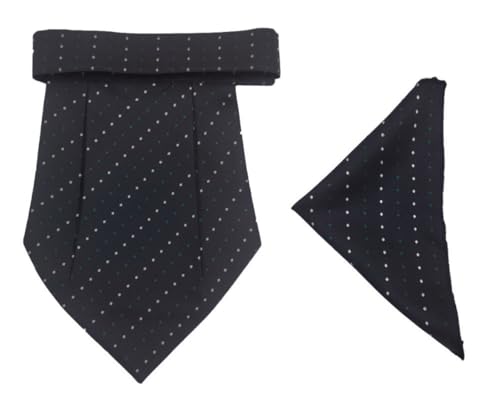 Image of formal cravat set for men with pocket square Men's Cravat Necktie, Self Design Microfiber Dark Multi color Free Size