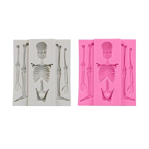 Yisawroy Halloween Skeleton Skul Shape Silicone Mold Bakeware Cake Mould For Cookie Chocolate Candy Fondant Cake Decorating Skeleton Bone Silicone Mold - Image 2