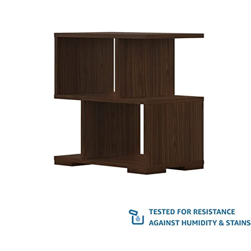 Image of Super Mart Engineered Wood Contemporary Bedside Table - Walnut Finish, Stylish and Durable Nightstand for Bedroom, Modern Design, Functional Storage Solution for Home Decor