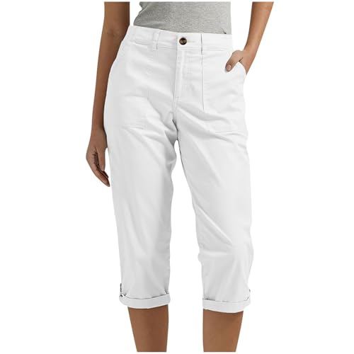 Cargo Pants Women Solid Button Fly Straight Leg Pant Slim Comfy Casual Sports Trendy Pants with Pockets