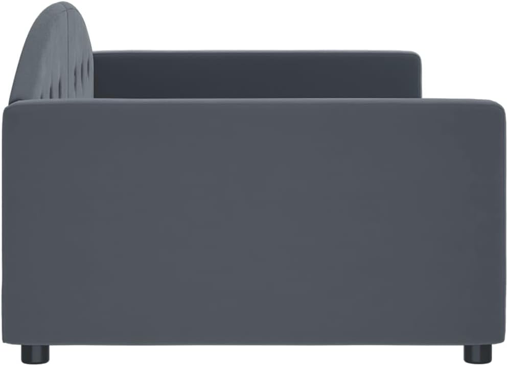 Day Bed Without Mattress Dark Gray Velvet Upholstery 39.4"x74.8" Sturdy Metal Frame Platform Bed with Slatted Foundation for Bedroom Modern Minimalist Furniture