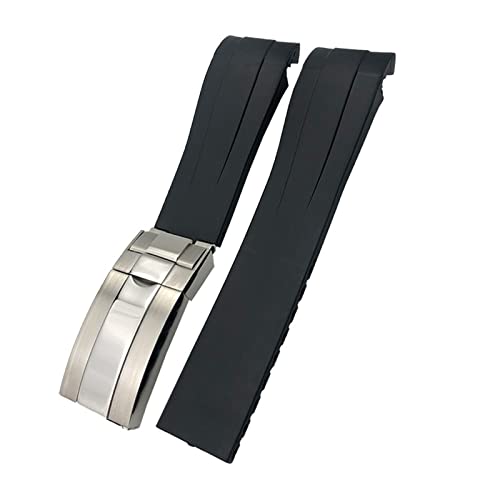 Bracelet de montre en caoutchouc silicone noir 21mm 22mm étanche plongée