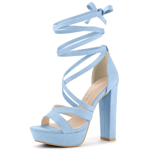 Sandales talons hauts plateforme lacets chaussures été femme nu-pieds carrés