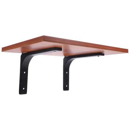 HAPINARY Soportes para Estantes Flotantes de Metal con Estructura Firme y Tablero de Madera Marrón, Fáciles de Instalar para Decoración de Paredes