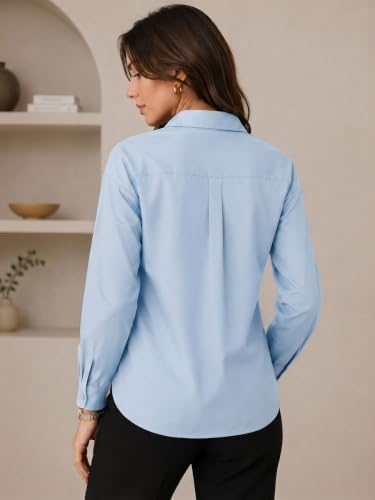 Image of OOMPH! Women's Cotton Solid Relaxed Fit Formal Shirt | Full Sleeve Drop Shoulder Button-Down Office Shirt | Spread Collar Workwear & Smart Casual Top