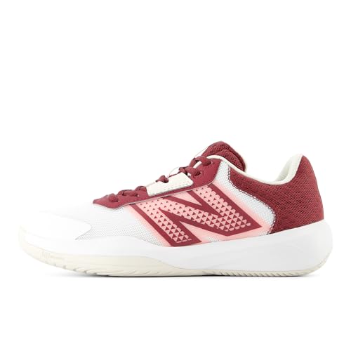 New Balance New Balance Women's 696 V6 Hard Court Tennis Shoe, White/Monarch Burgundy, 6 M