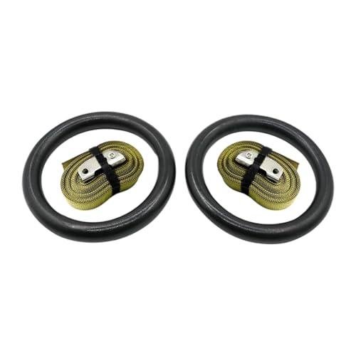 Vaveren Gymnastic Rings with Straps Nonslip Easy to Install Versatile Strength Training Exercise Rings for Park Home Gym Office Hotel, Green