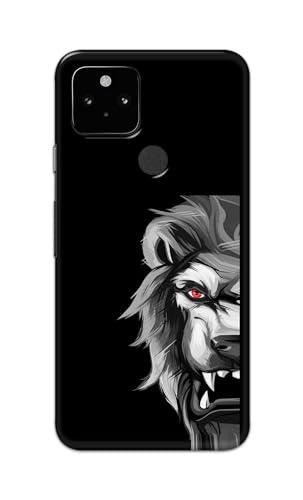 Image of PRINTFIDAA Printed Hard Back Cover Case for Google Pixel 5 Back Cover (Angry Lion) -112