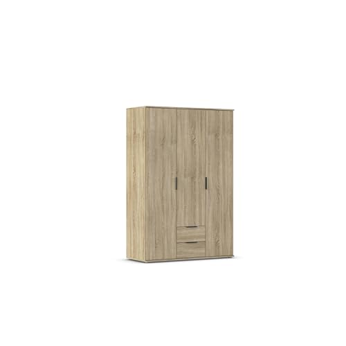 Rauch Möbel Essea, Drehtürenschrank, Kleiderschrank, Garderobe, Schrank mit Stauraum, 3-türig, 2 Schubladen, Farbe Eiche Sonoma, Holz, 127x188x52cm Rauch Möbel Essea, Drehtürenschrank, Kleiderschrank, Garderobe, Schrank mit Stauraum, 3-türig, 2 Schubladen, Farbe Eiche Sonoma, Holz, 127x188x52cm