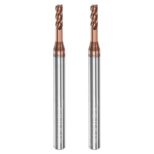 Image of HARFINGTON 2pcs Square Nose End Mill 4mm Shank 2.5mm x 12mm AlTiSin Coated Solid Carbide Long Reach Extended Neck 4 Flutes CNC Router Bit Milling Cutter for Stainless Steel Hardened Steel