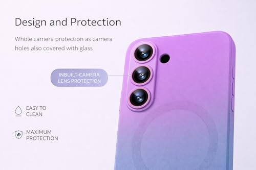 Image of amazon basics Gradient Mag-Safe Case for Samsung Galaxy S25 5G | Soft Silicone Shockproof Cover with Camera Protection | Slim Lightweight Design | Smooth Touch & Durable - Purple & Gray