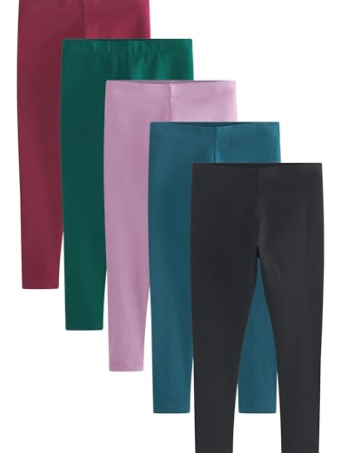 NEXT Leggings (3 bis 16 Jahre), 5er-Pack Schwarz/Grün/Blau/Kirschrot/Lila Violett 10 Jahre